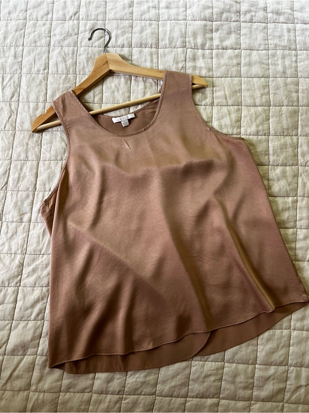 Lunya Blush Pink/Beige Silk Pajama Tank
